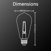 Load image into Gallery viewer, Edison/Vintage LED Bulb (ST64) with amber glass, E27 base, 3.8W (30W equivalent), 350 lumens, warm white light