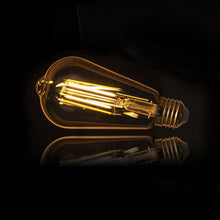 Load image into Gallery viewer, Edison/Vintage LED Bulb (ST64) with amber glass, E27 base, 3.8W (30W equivalent), 350 lumens, warm white light