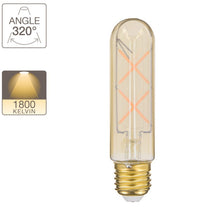 Load image into Gallery viewer, LED bulb (T125) Tube / Vintage with amber glass, E27 base, 4W cons. (30W eq.), 323 lumens, warm white light