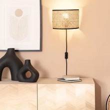 Charger l'image dans la galerie, Lampe Murale Métal et Rotin Alofi