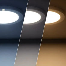 Charger l'image dans la galerie, Dalle LED Ronde 18W CCT Sélectionnable Slim Surface avec Détecteur de Présence PIR Coupe Ajustable Ø75-205 mm