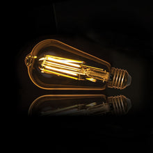 Load image into Gallery viewer, Ampoule LED (ST64) Edison / Vintage au verre ambré, culot E27, 3,8W cons. (30W eq.), 350 lumens, lumière blanc chaud
