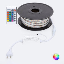 Charger l&#39;image dans la galerie, Bobine LED RGB 220V AC 192 LED/m Largeur 14 mm 25 Mètres IP65 Coupe Soudable 10 cm
